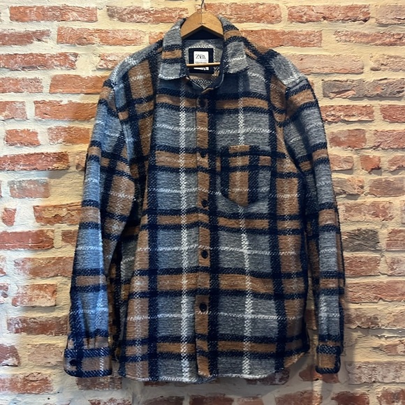 Ultra soft Zara XL Plaid Flannel Overshirt Comfort Fit - Picture 4 of 6